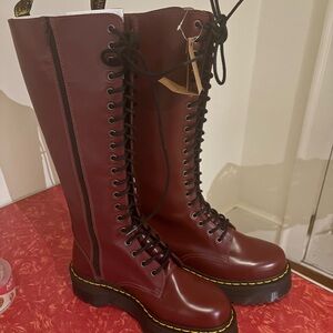 Dr. Martens Burgundy Tall Lace-Up Boots - NWT